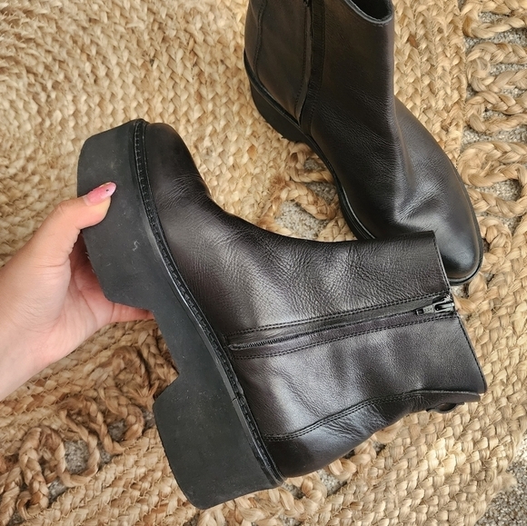 Vic Matie Black Leather Platform Ankle Boots Grunge Punk Boho Goth Designer 38 - Picture 6 of 10